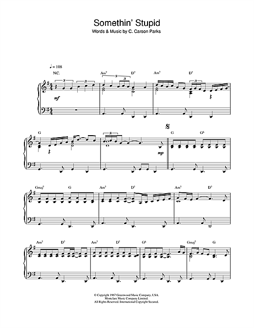 Preview Frank Sinatra Somethin' Stupid Pop sheet music, notes and chords for Piano, SKU: 100612 sheet music, piano notes, chords, guitar tabs, score, transpose, transcribe, how to play, guide, download, learn, tutorial, progression, song, artist, awards, billboard, mtv, vh1, tour, single, album, release