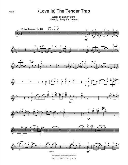 Preview Frank Sinatra (Love Is) The Tender Trap Jazz sheet music, notes and chords for Violin, SKU: 101760 sheet music, piano notes, chords, guitar tabs, score, transpose, transcribe, how to play, guide, download, learn, tutorial, progression, song, artist, awards, billboard, mtv, vh1, tour, single, album, release