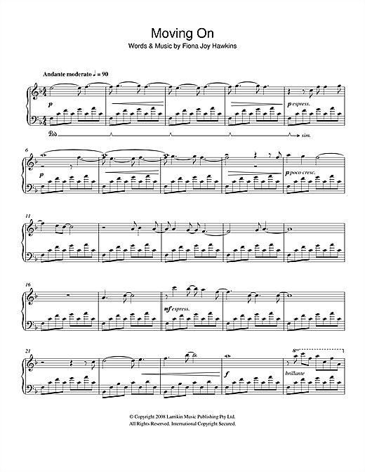 Preview Fiona Joy Moving On Pop sheet music, notes and chords for Piano, SKU: 102360 sheet music, piano notes, chords, guitar tabs, score, transpose, transcribe, how to play, guide, download, learn, tutorial, progression, song, artist, awards, billboard, mtv, vh1, tour, single, album, release