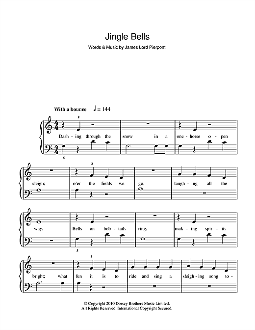 Preview J. Pierpont Jingle Bells Christmas sheet music, notes and chords for 5-Finger Piano, SKU: 103657 sheet music, piano notes, chords, guitar tabs, score, transpose, transcribe, how to play, guide, download, learn, tutorial, progression, song, artist, awards, billboard, mtv, vh1, tour, single, album, release