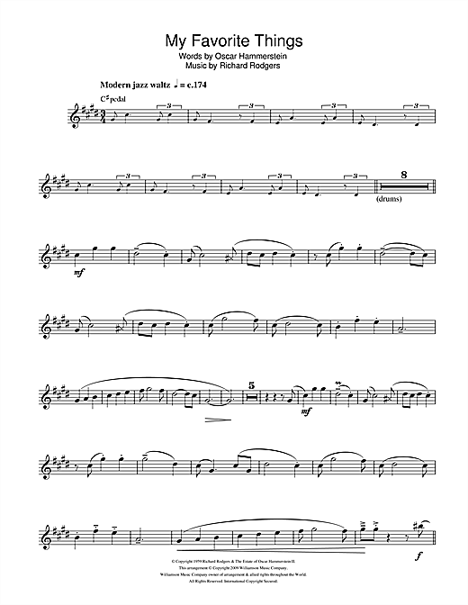 Preview Julie Andrews My Favorite Things (from The Sound Of Music) Musicals sheet music, notes and chords for Alto Saxophone, SKU: 103728 sheet music, piano notes, chords, guitar tabs, score, transpose, transcribe, how to play, guide, download, learn, tutorial, progression, song, artist, awards, billboard, mtv, vh1, tour, single, album, release