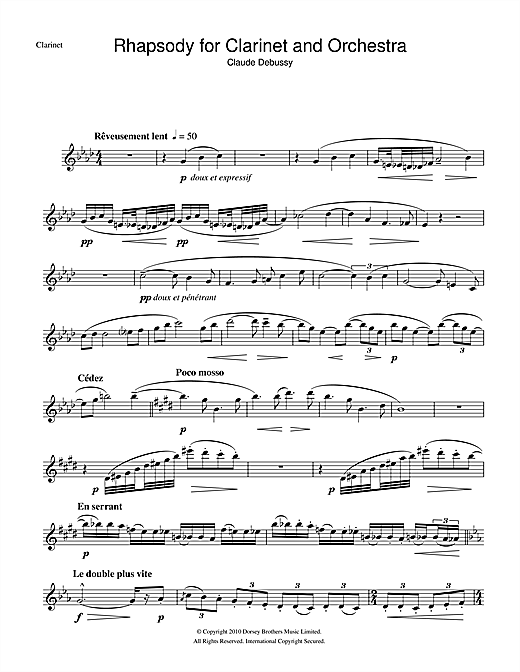Preview Claude Debussy Rhapsody For Clarinet And Orchestra Classical sheet music, notes and chords for Clarinet, SKU: 104450 sheet music, piano notes, chords, guitar tabs, score, transpose, transcribe, how to play, guide, download, learn, tutorial, progression, song, artist, awards, billboard, mtv, vh1, tour, single, album, release