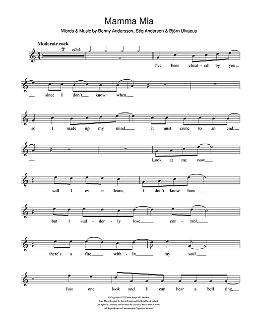 Preview ABBA Mamma Mia Pop sheet music, notes and chords for Soprano (Descant) Recorder, SKU: 104671 sheet music, piano notes, chords, guitar tabs, score, transpose, transcribe, how to play, guide, download, learn, tutorial, progression, song, artist, awards, billboard, mtv, vh1, tour, single, album, release