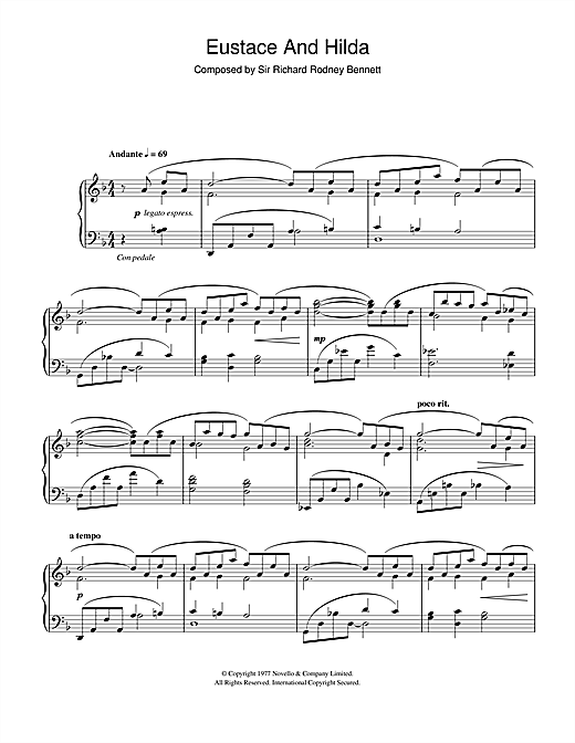 Preview Richard Rodney Bennett Eustace And Hilda (from The BBC TV Production Eustace And Hilda) Classical sheet music, notes and chords for Piano, SKU: 105239 sheet music, piano notes, chords, guitar tabs, score, transpose, transcribe, how to play, guide, download, learn, tutorial, progression, song, artist, awards, billboard, mtv, vh1, tour, single, album, release