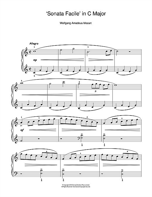 Preview Wolfgang Amadeus Mozart Allegro (from Piano Sonata In C K545) Classical sheet music, notes and chords for Easy Piano, SKU: 105707 sheet music, piano notes, chords, guitar tabs, score, transpose, transcribe, how to play, guide, download, learn, tutorial, progression, song, artist, awards, billboard, mtv, vh1, tour, single, album, release