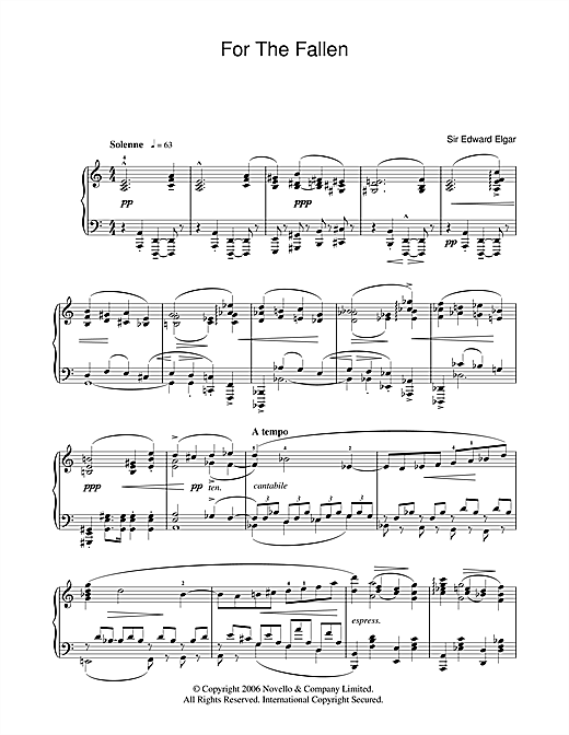 Preview Edward Elgar For The Fallen from The Spirit Of England Op. 80 Classical sheet music, notes and chords for Piano, SKU: 106496 sheet music, piano notes, chords, guitar tabs, score, transpose, transcribe, how to play, guide, download, learn, tutorial, progression, song, artist, awards, billboard, mtv, vh1, tour, single, album, release