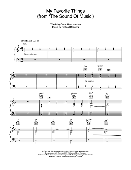 Preview Rodgers & Hammerstein My Favorite Things (from The Sound Of Music) Pop sheet music, notes and chords for Easy Piano, SKU: 106539 sheet music, piano notes, chords, guitar tabs, score, transpose, transcribe, how to play, guide, download, learn, tutorial, progression, song, artist, awards, billboard, mtv, vh1, tour, single, album, release