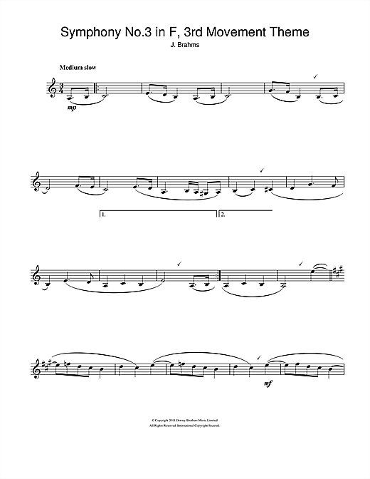 Preview Johannes Brahms Symphony No. 3 In F Major (3rd movement) Classical sheet music, notes and chords for Clarinet, SKU: 106654 sheet music, piano notes, chords, guitar tabs, score, transpose, transcribe, how to play, guide, download, learn, tutorial, progression, song, artist, awards, billboard, mtv, vh1, tour, single, album, release