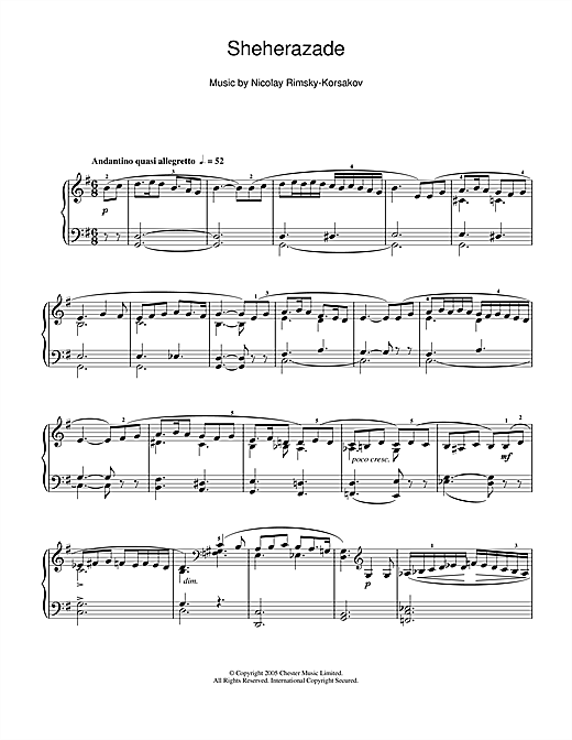 Preview Nikolai Rimsky-Korsakov Sheherazade Classical sheet music, notes and chords for Piano, SKU: 106668 sheet music, piano notes, chords, guitar tabs, score, transpose, transcribe, how to play, guide, download, learn, tutorial, progression, song, artist, awards, billboard, mtv, vh1, tour, single, album, release