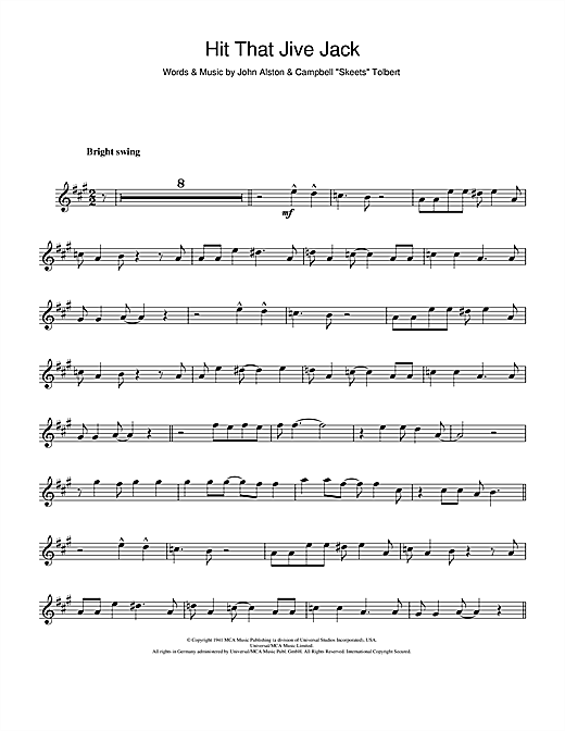 Preview Diana Krall Hit That Jive Jack Jazz sheet music, notes and chords for Tenor Saxophone, SKU: 107352 sheet music, piano notes, chords, guitar tabs, score, transpose, transcribe, how to play, guide, download, learn, tutorial, progression, song, artist, awards, billboard, mtv, vh1, tour, single, album, release