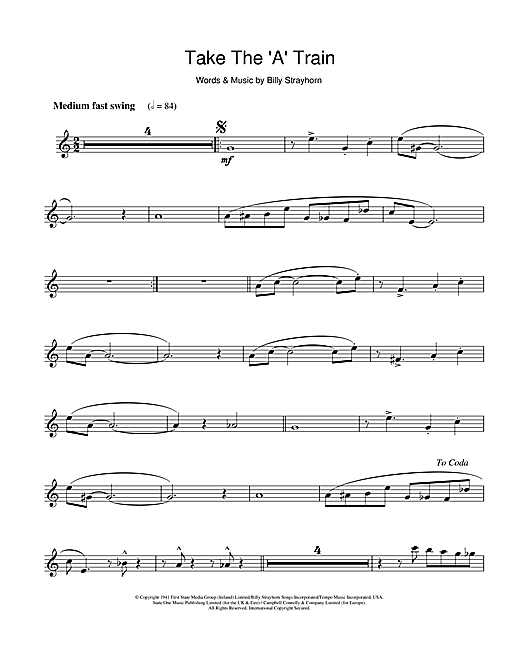 Preview Duke Ellington Take The 'A' Train Jazz sheet music, notes and chords for Flute, SKU: 108258 sheet music, piano notes, chords, guitar tabs, score, transpose, transcribe, how to play, guide, download, learn, tutorial, progression, song, artist, awards, billboard, mtv, vh1, tour, single, album, release