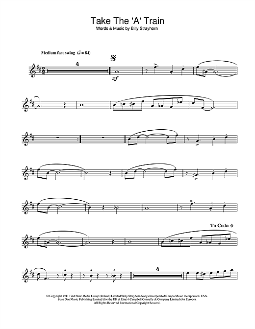Duke Ellington Take The A Train Sheet Music Download Printable Jazz Pdf Clarinet Solo Score Sku 1059