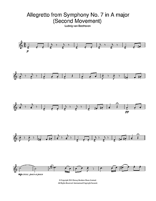 Preview Ludwig van Beethoven Allegretto from Symphony No. 7 in A major (Second Movement) Classical sheet music, notes and chords for Flute, SKU: 108806 sheet music, piano notes, chords, guitar tabs, score, transpose, transcribe, how to play, guide, download, learn, tutorial, progression, song, artist, awards, billboard, mtv, vh1, tour, single, album, release