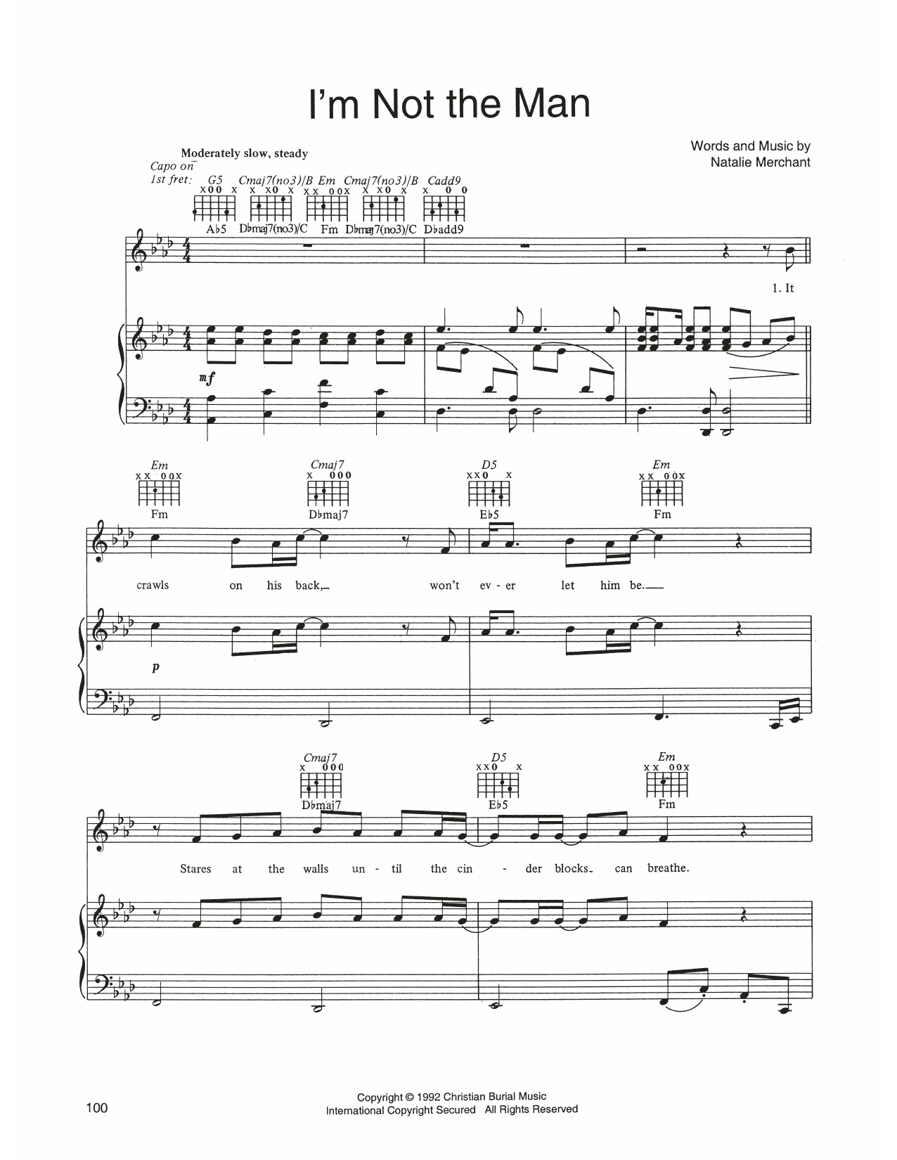 10,000 Maniacs I'm Not The Man Sheet Music Notes & Chords for Piano, Vocal & Guitar Chords (Right-Hand Melody) - Download or Print PDF 10,000 Maniacs I'm Not The Man Sheet Music & Chords for Piano, Vocal & Guitar Chords (Right-Hand Melody) - Download or Print PDF