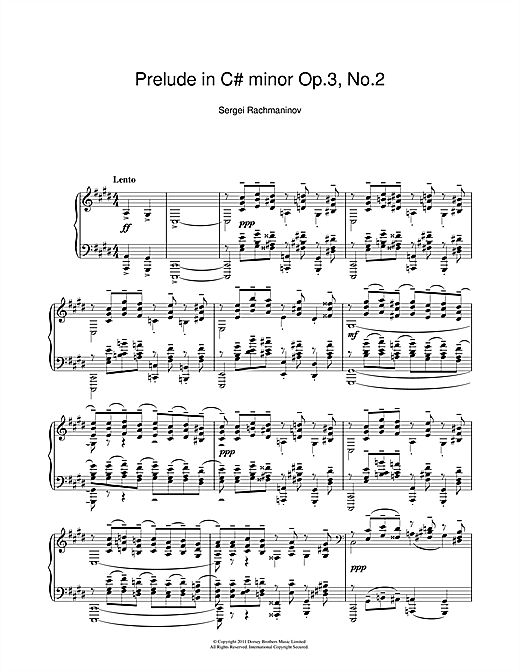 Preview Sergei Rachmaninoff Prelude In C# Minor, Op.3, No.2 Classical sheet music, notes and chords for Piano, SKU: 111587 sheet music, piano notes, chords, guitar tabs, score, transpose, transcribe, how to play, guide, download, learn, tutorial, progression, song, artist, awards, billboard, mtv, vh1, tour, single, album, release