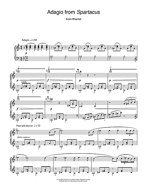 Preview Aram Khachaturian Adagio From Spartacus Classical sheet music, notes and chords for Piano, SKU: 111872 sheet music, piano notes, chords, guitar tabs, score, transpose, transcribe, how to play, guide, download, learn, tutorial, progression, song, artist, awards, billboard, mtv, vh1, tour, single, album, release