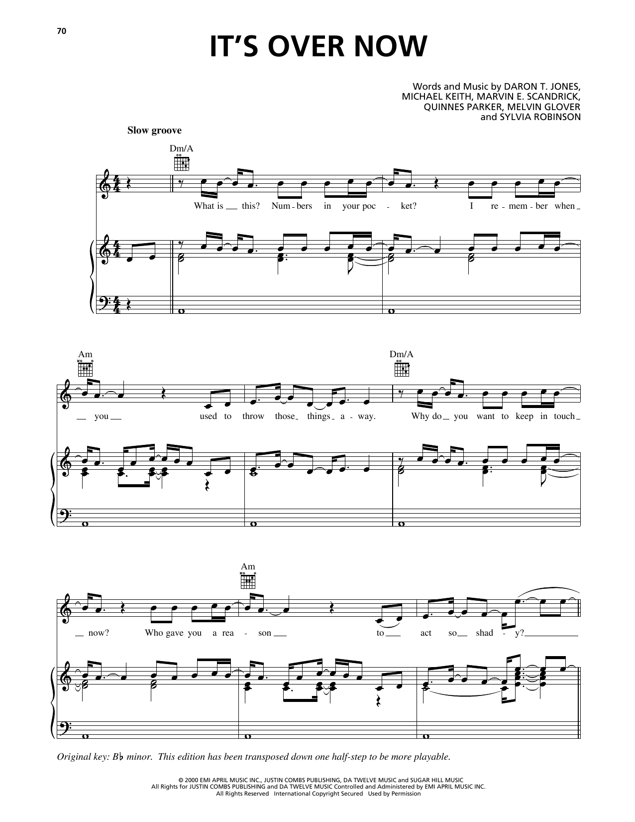 112 It's Over Now Sheet Music & Chords for Piano, Vocal & Guitar Chords (Right-Hand Melody) - Download or Print PDF