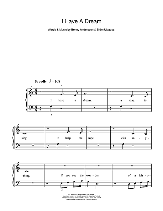 I Have A Dream Piano Sheet Music Free Best Music Sheet