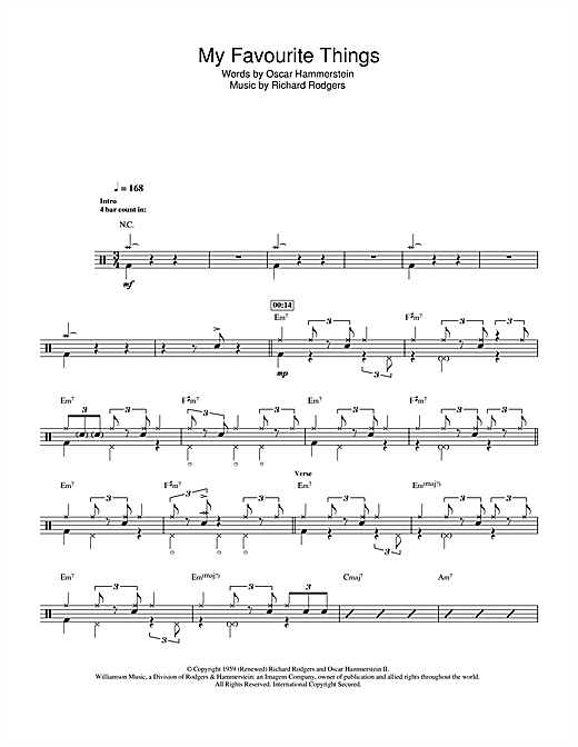Preview John Coltrane My Favorite Things (from The Sound Of Music) Musicals sheet music, notes and chords for Drums, SKU: 112291 sheet music, piano notes, chords, guitar tabs, score, transpose, transcribe, how to play, guide, download, learn, tutorial, progression, song, artist, awards, billboard, mtv, vh1, tour, single, album, release