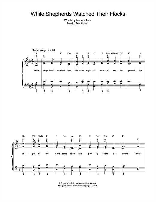Preview Christmas Carol While Shepherds Watched Their Flocks Christmas sheet music, notes and chords for Beginner Piano, SKU: 112518 sheet music, piano notes, chords, guitar tabs, score, transpose, transcribe, how to play, guide, download, learn, tutorial, progression, song, artist, awards, billboard, mtv, vh1, tour, single, album, release