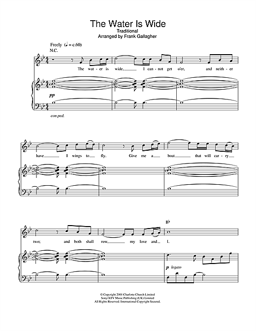 The Water Is Wide Sheet Music Notes Charlotte Church Chords Download Traditional Notes Piano Vocal Guitar Pdf Printable 112805