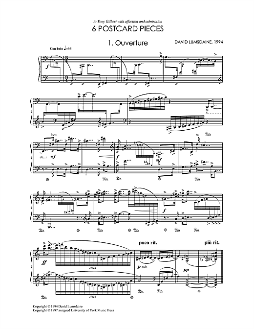 Preview David Lumsdaine Six Postcard Pieces Classical sheet music, notes and chords for Piano, SKU: 115255 sheet music, piano notes, chords, guitar tabs, score, transpose, transcribe, how to play, guide, download, learn, tutorial, progression, song, artist, awards, billboard, mtv, vh1, tour, single, album, release