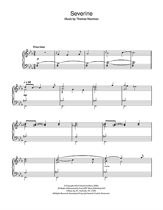 Preview Thomas Newman Severine (from James Bond Skyfall) Film and TV sheet music, notes and chords for Piano, SKU: 115958 sheet music, piano notes, chords, guitar tabs, score, transpose, transcribe, how to play, guide, download, learn, tutorial, progression, song, artist, awards, billboard, mtv, vh1, tour, single, album, release