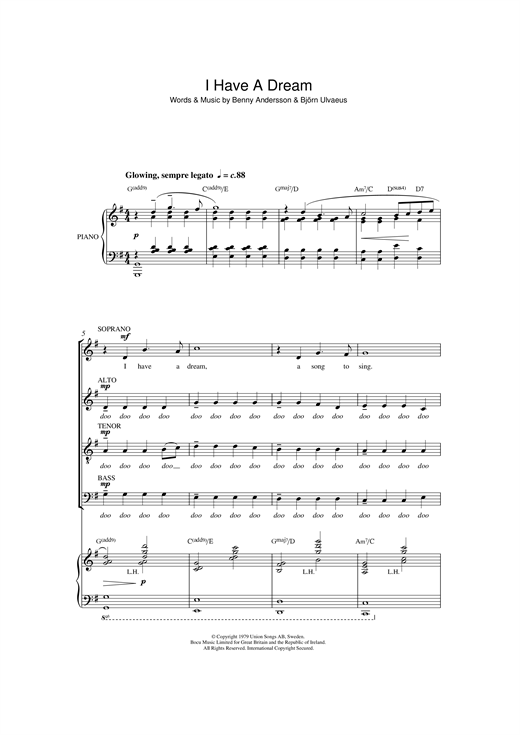 Preview ABBA I Have A Dream (arr. Quentin Thomas) Musicals sheet music, notes and chords for SATB, SKU: 117544 sheet music, piano notes, chords, guitar tabs, score, transpose, transcribe, how to play, guide, download, learn, tutorial, progression, song, artist, awards, billboard, mtv, vh1, tour, single, album, release