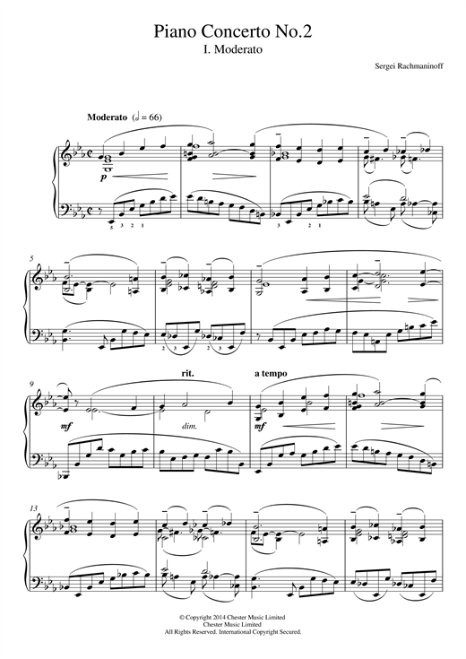 Preview Sergei Rachmaninoff Piano Concerto No.2 - 1st Movement Classical sheet music, notes and chords for Piano, SKU: 117647 sheet music, piano notes, chords, guitar tabs, score, transpose, transcribe, how to play, guide, download, learn, tutorial, progression, song, artist, awards, billboard, mtv, vh1, tour, single, album, release