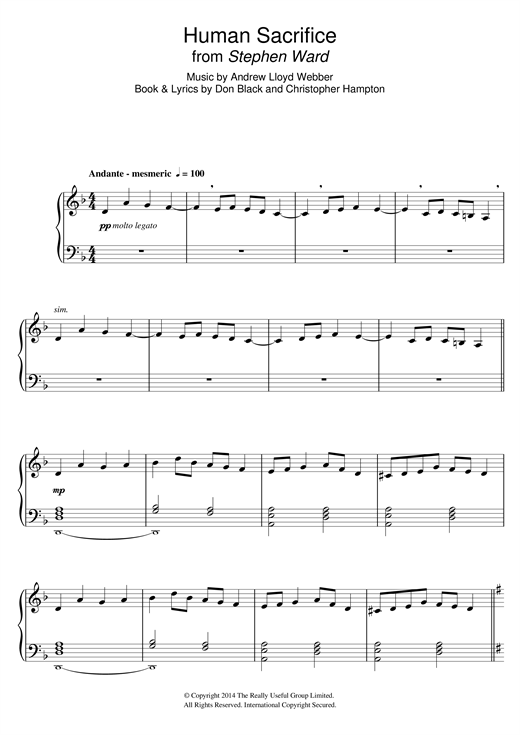 Preview Andrew Lloyd Webber Human Sacrifice (from 'Stephen Ward') Musicals sheet music, notes and chords for Piano & Vocal, SKU: 118049 sheet music, piano notes, chords, guitar tabs, score, transpose, transcribe, how to play, guide, download, learn, tutorial, progression, song, artist, awards, billboard, mtv, vh1, tour, single, album, release