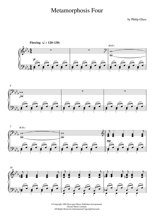 Metamorphosis Four Sheet Music Notes Philip Glass Chords Download Classical Notes Piano Pdf Printable 118903