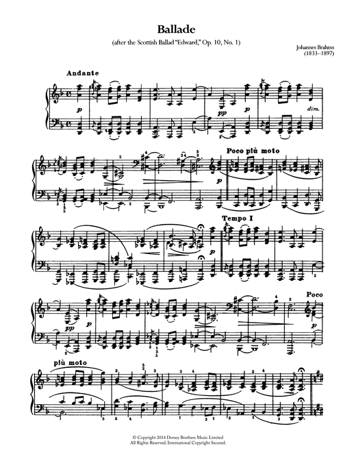 Preview Johannes Brahms Ballade, Op.10 No.1 Classical sheet music, notes and chords for Piano, SKU: 119480 sheet music, piano notes, chords, guitar tabs, score, transpose, transcribe, how to play, guide, download, learn, tutorial, progression, song, artist, awards, billboard, mtv, vh1, tour, single, album, release