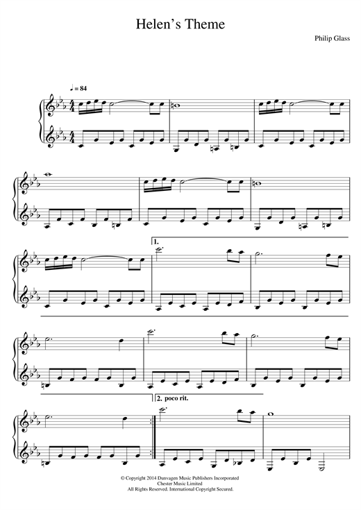 Helen S Theme From Candyman Suite Sheet Music Notes Philip Glass Chords Download Classical Notes Piano Pdf Printable 119635