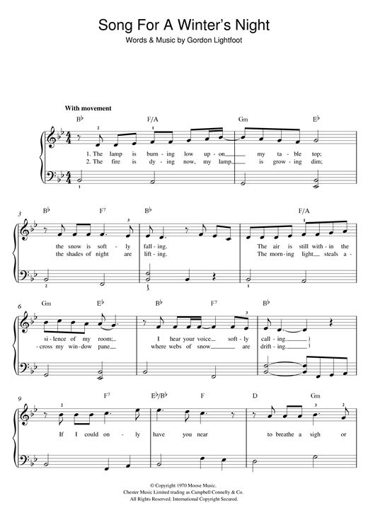 Preview Sarah McLachlan Song For A Winter's Night Christmas sheet music, notes and chords for Beginner Piano, SKU: 119722 sheet music, piano notes, chords, guitar tabs, score, transpose, transcribe, how to play, guide, download, learn, tutorial, progression, song, artist, awards, billboard, mtv, vh1, tour, single, album, release