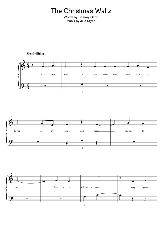 Preview Sammy Cahn The Christmas Waltz Christmas sheet music, notes and chords for 5-Finger Piano, SKU: 119800 sheet music, piano notes, chords, guitar tabs, score, transpose, transcribe, how to play, guide, download, learn, tutorial, progression, song, artist, awards, billboard, mtv, vh1, tour, single, album, release