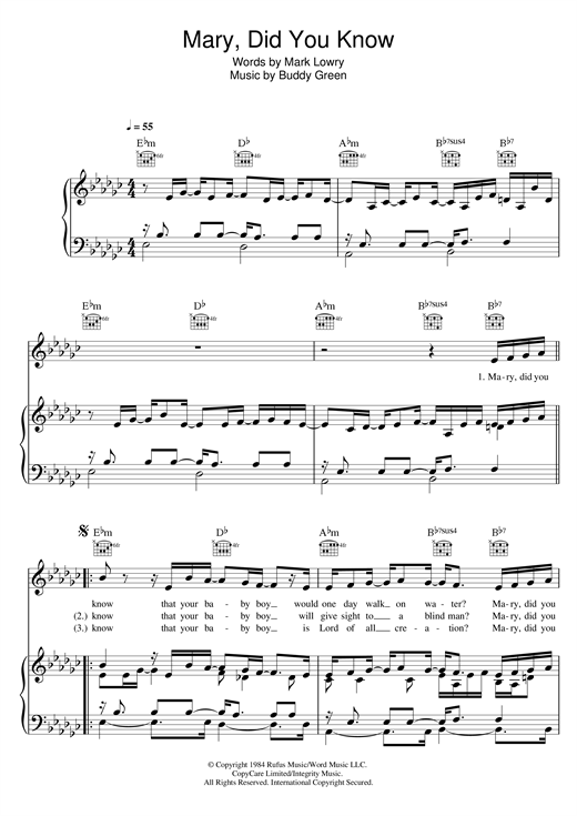 Preview Clay Aiken Mary Did You Know Christmas sheet music, notes and chords for Piano, Vocal & Guitar (Right-Hand Melody), SKU: 119831 sheet music, piano notes, chords, guitar tabs, score, transpose, transcribe, how to play, guide, download, learn, tutorial, progression, song, artist, awards, billboard, mtv, vh1, tour, single, album, release