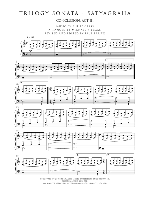 Preview Philip Glass Trilogy Sonata - Satyagraha (Conclusion, Act III) Classical sheet music, notes and chords for Piano, SKU: 120763 sheet music, piano notes, chords, guitar tabs, score, transpose, transcribe, how to play, guide, download, learn, tutorial, progression, song, artist, awards, billboard, mtv, vh1, tour, single, album, release