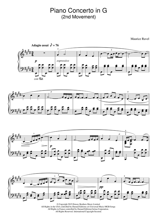 Preview Maurice Ravel Piano Concerto In G, 2nd Movement ‘Adagio Assai' Classical sheet music, notes and chords for Piano, SKU: 120947 sheet music, piano notes, chords, guitar tabs, score, transpose, transcribe, how to play, guide, download, learn, tutorial, progression, song, artist, awards, billboard, mtv, vh1, tour, single, album, release