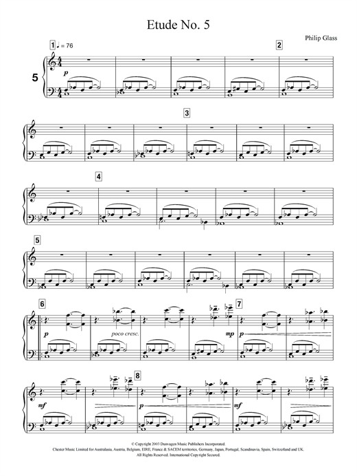 Preview Philip Glass Etude No. 5 Classical sheet music, notes and chords for Piano, SKU: 121165 sheet music, piano notes, chords, guitar tabs, score, transpose, transcribe, how to play, guide, download, learn, tutorial, progression, song, artist, awards, billboard, mtv, vh1, tour, single, album, release