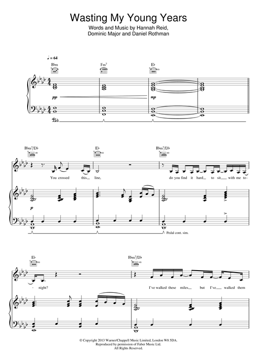Preview London Grammar Wasting My Young Years Pop sheet music, notes and chords for Piano, Vocal & Guitar, SKU: 121441 sheet music, piano notes, chords, guitar tabs, score, transpose, transcribe, how to play, guide, download, learn, tutorial, progression, song, artist, awards, billboard, mtv, vh1, tour, single, album, release