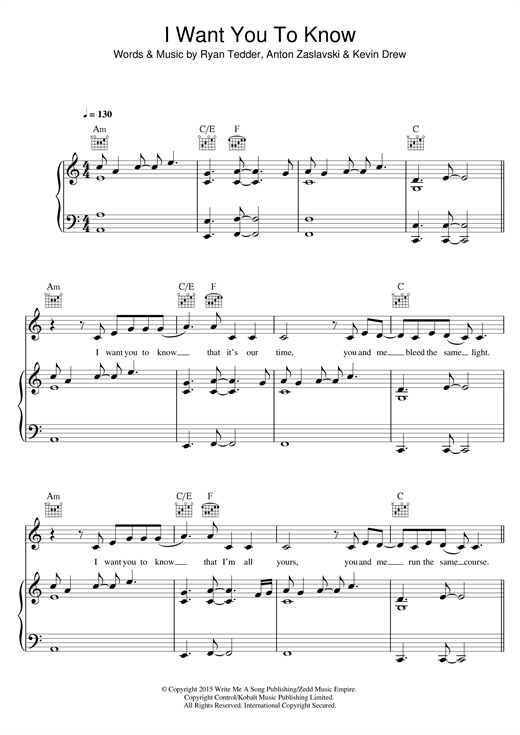 Preview Zedd I Want You To Know (feat. Selena Gomez) Pop sheet music, notes and chords for Piano, Vocal & Guitar, SKU: 121902 sheet music, piano notes, chords, guitar tabs, score, transpose, transcribe, how to play, guide, download, learn, tutorial, progression, song, artist, awards, billboard, mtv, vh1, tour, single, album, release