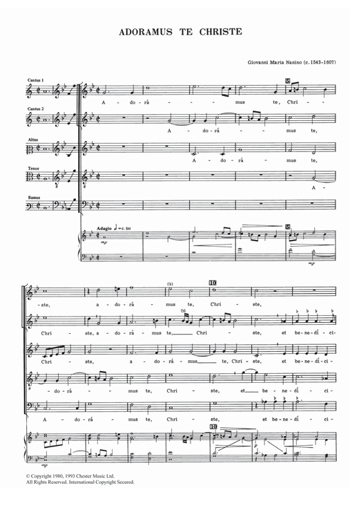 Preview Giovanni Maria Nanino Adoramus Te Christe Religious sheet music, notes and chords for Choral SSATB, SKU: 122045 sheet music, piano notes, chords, guitar tabs, score, transpose, transcribe, how to play, guide, download, learn, tutorial, progression, song, artist, awards, billboard, mtv, vh1, tour, single, album, release