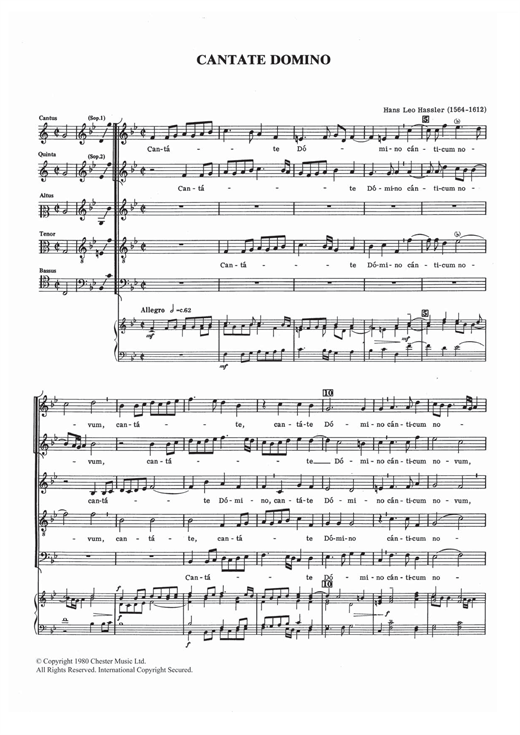 Preview Hans Leo Hassler Cantate Domino Religious sheet music, notes and chords for Choral SSATB, SKU: 122054 sheet music, piano notes, chords, guitar tabs, score, transpose, transcribe, how to play, guide, download, learn, tutorial, progression, song, artist, awards, billboard, mtv, vh1, tour, single, album, release