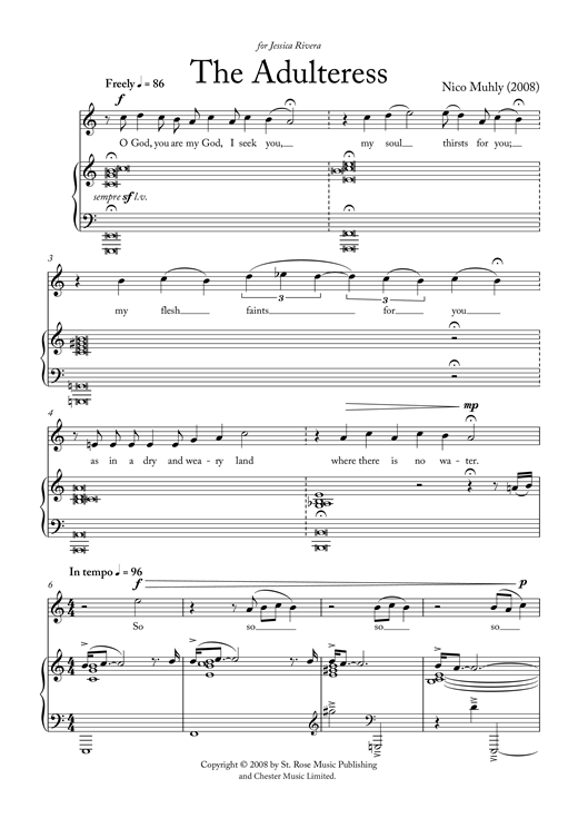 Preview Nico Muhly The Adulteress Classical sheet music, notes and chords for Soprano, SKU: 122123 sheet music, piano notes, chords, guitar tabs, score, transpose, transcribe, how to play, guide, download, learn, tutorial, progression, song, artist, awards, billboard, mtv, vh1, tour, single, album, release