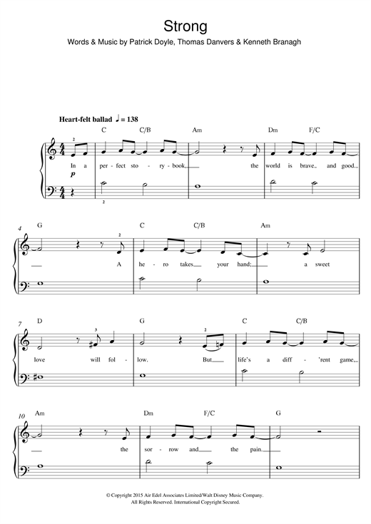 Preview Sonna Rele Strong (From Cinderella) Disney sheet music, notes and chords for Beginner Piano, SKU: 122312 sheet music, piano notes, chords, guitar tabs, score, transpose, transcribe, how to play, guide, download, learn, tutorial, progression, song, artist, awards, billboard, mtv, vh1, tour, single, album, release