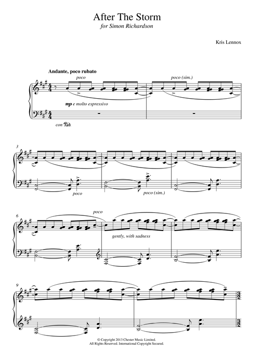 Preview Kris Lennox After The Storm Classical sheet music, notes and chords for Piano, SKU: 123175 sheet music, piano notes, chords, guitar tabs, score, transpose, transcribe, how to play, guide, download, learn, tutorial, progression, song, artist, awards, billboard, mtv, vh1, tour, single, album, release