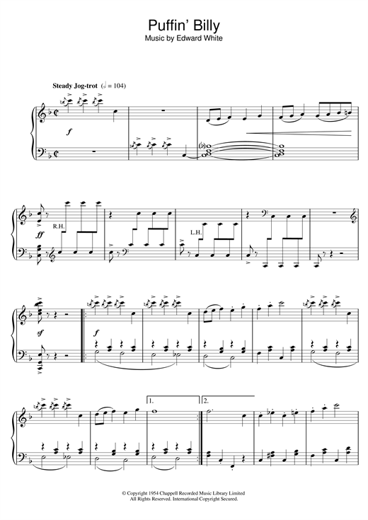 Preview Edward White Puffin' Billy Children sheet music, notes and chords for Piano, SKU: 123261 sheet music, piano notes, chords, guitar tabs, score, transpose, transcribe, how to play, guide, download, learn, tutorial, progression, song, artist, awards, billboard, mtv, vh1, tour, single, album, release