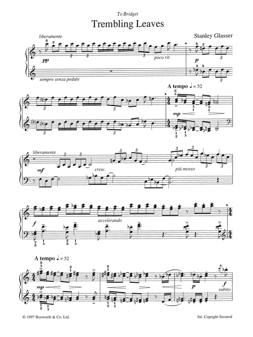 Preview Stanley Glasser Trembling Leaves Classical sheet music, notes and chords for Piano, SKU: 125592 sheet music, piano notes, chords, guitar tabs, score, transpose, transcribe, how to play, guide, download, learn, tutorial, progression, song, artist, awards, billboard, mtv, vh1, tour, single, album, release