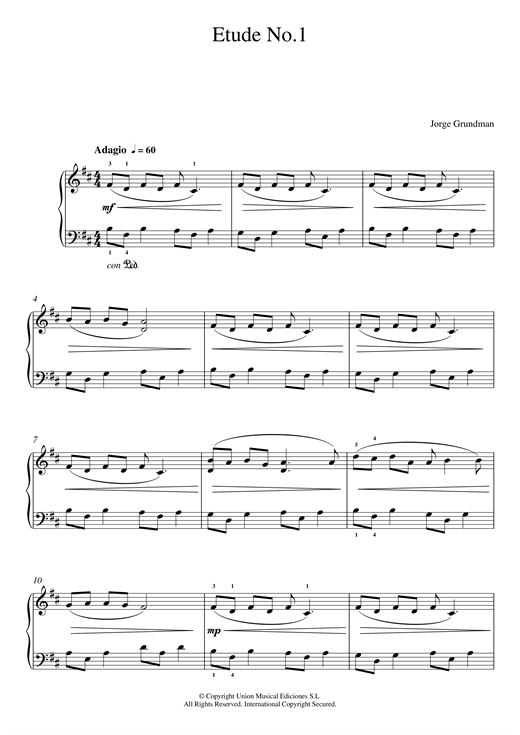 Preview Jorge Grundman Etude No. 1 Classical sheet music, notes and chords for Piano, SKU: 125658 sheet music, piano notes, chords, guitar tabs, score, transpose, transcribe, how to play, guide, download, learn, tutorial, progression, song, artist, awards, billboard, mtv, vh1, tour, single, album, release