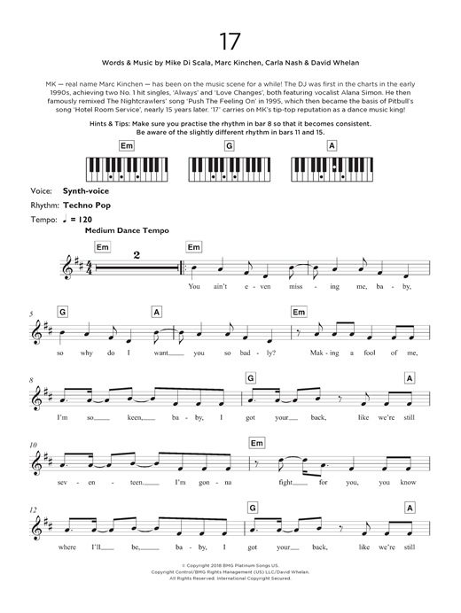 Preview MK 17 Pop sheet music, notes and chords for Keyboard, SKU: 125678 sheet music, piano notes, chords, guitar tabs, score, transpose, transcribe, how to play, guide, download, learn, tutorial, progression, song, artist, awards, billboard, mtv, vh1, tour, single, album, release